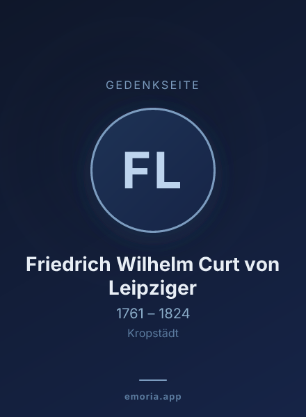 Gedenkportrait von Friedrich Wilhelm Curt von Leipziger