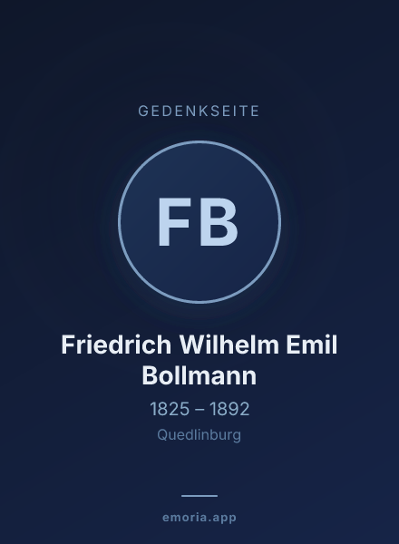 Gedenkportrait von Friedrich Wilhelm Emil Bollmann