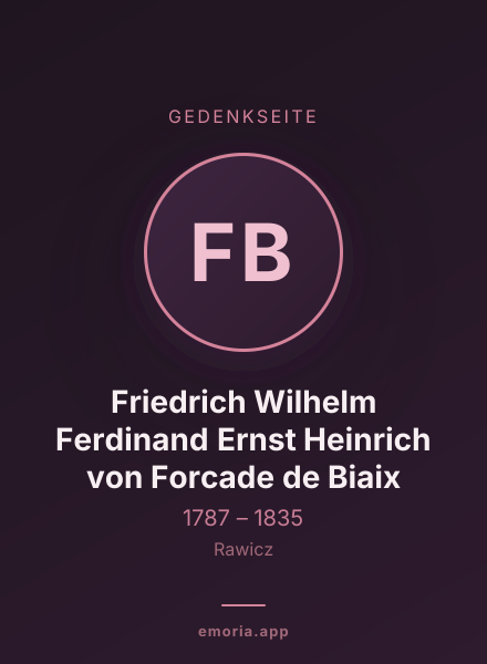 Gedenkportrait von Friedrich Wilhelm Ferdinand Ernst Heinrich von Forcade de Biaix