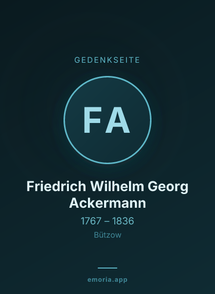 Gedenkportrait von Friedrich Wilhelm Georg Ackermann