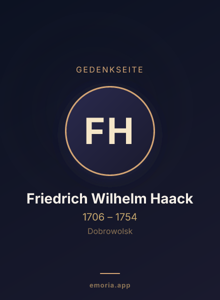 Gedenkportrait von Friedrich Wilhelm Haack