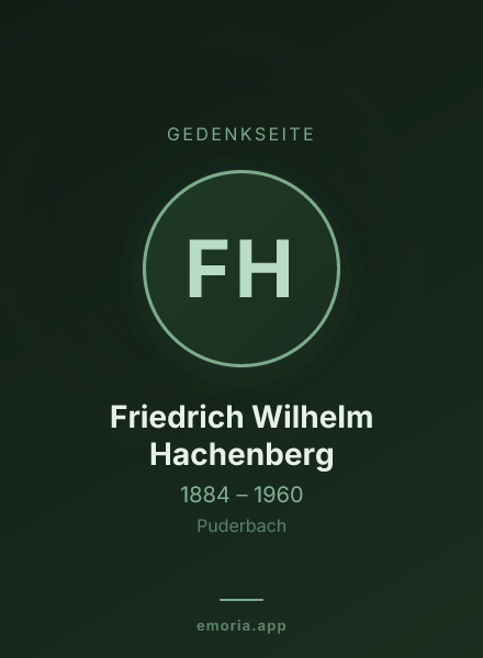 Gedenkportrait von Friedrich Wilhelm Hachenberg