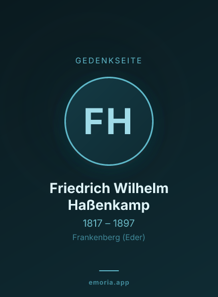 Gedenkportrait von Friedrich Wilhelm Haßenkamp