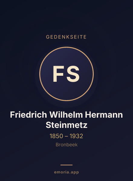 Gedenkportrait von Friedrich Wilhelm Hermann Steinmetz