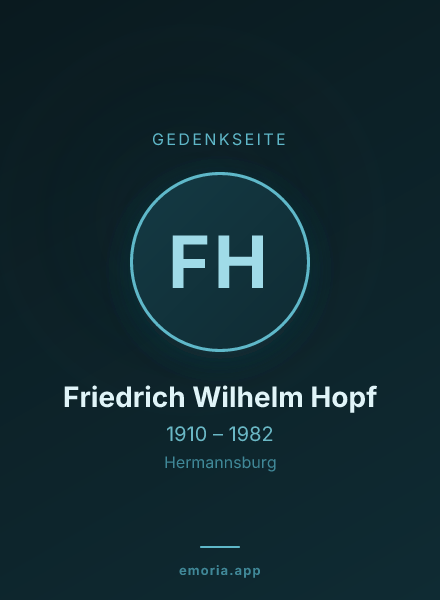 Gedenkportrait von Friedrich Wilhelm Hopf
