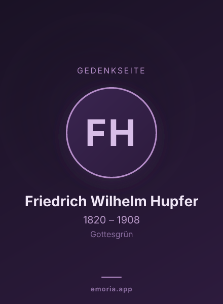 Gedenkportrait von Friedrich Wilhelm Hupfer