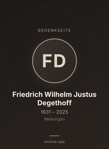 Gedenkportrait von Friedrich Wilhelm Justus Degethoff