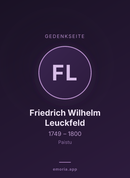 Gedenkportrait von Friedrich Wilhelm Leuckfeld