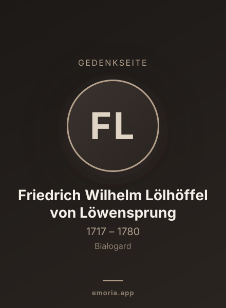 Gedenkportrait von Friedrich Wilhelm Lölhöffel von Löwensprung