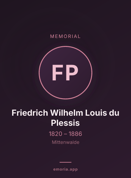 Memorial portrait of Friedrich Wilhelm Louis du Plessis