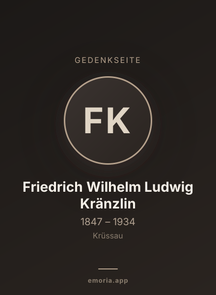 Gedenkportrait von Friedrich Wilhelm Ludwig Kränzlin
