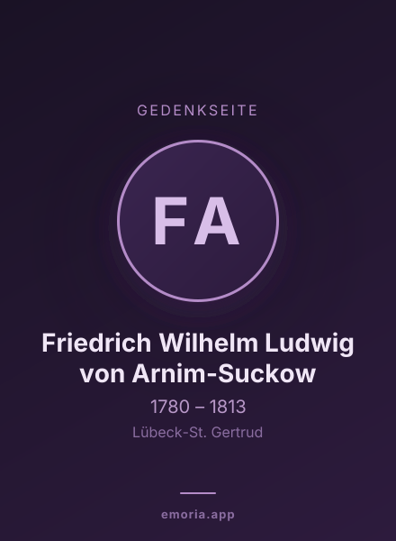 Gedenkportrait von Friedrich Wilhelm Ludwig von Arnim-Suckow