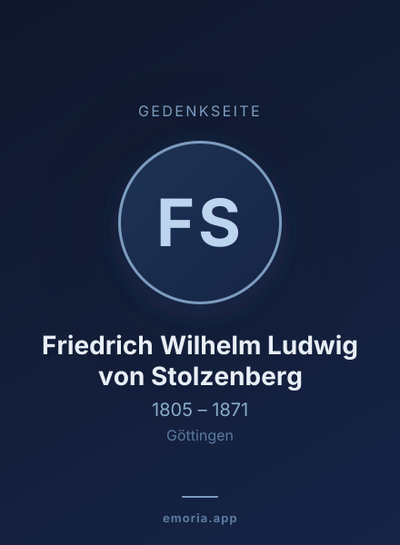 Gedenkportrait von Friedrich Wilhelm Ludwig von Stolzenberg
