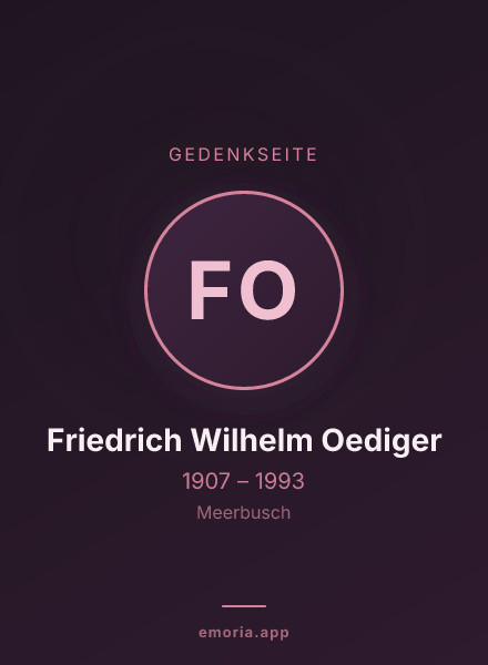 Gedenkportrait von Friedrich Wilhelm Oediger