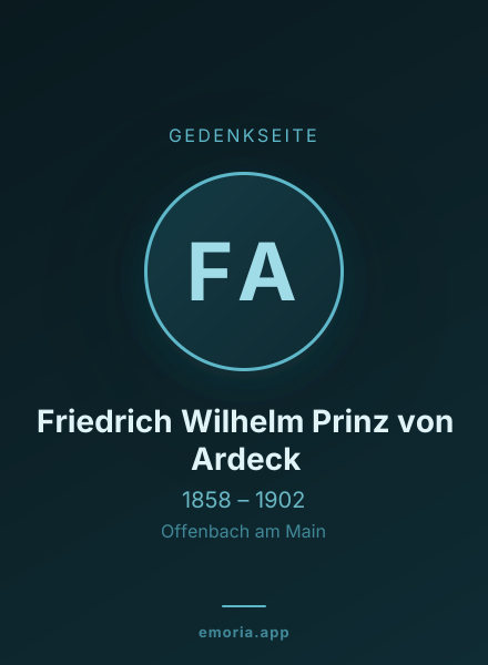 Gedenkportrait von Friedrich Wilhelm Prinz von Ardeck