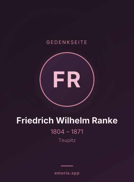 Gedenkportrait von Friedrich Wilhelm Ranke