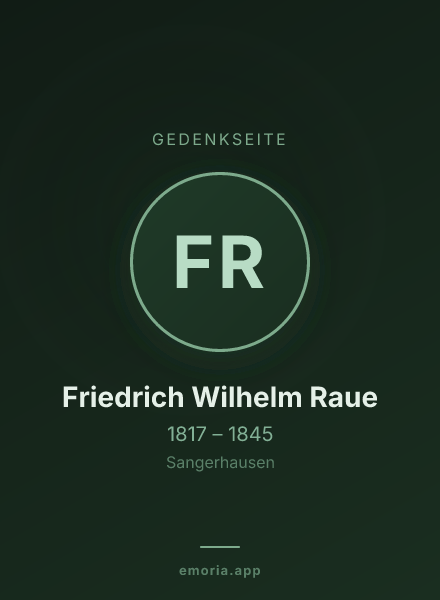 Gedenkportrait von Friedrich Wilhelm Raue