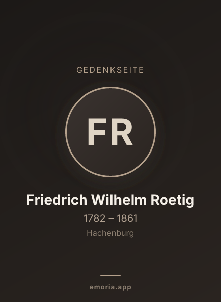 Gedenkportrait von Friedrich Wilhelm Roetig