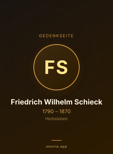 Gedenkportrait von Friedrich Wilhelm Schieck