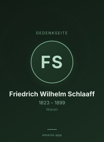 Gedenkportrait von Friedrich Wilhelm Schlaaff