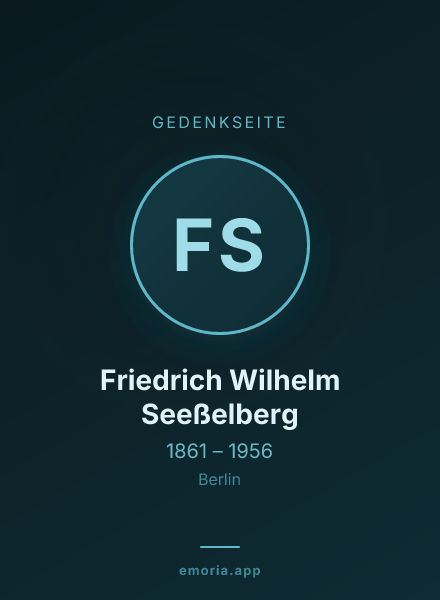 Gedenkportrait von Friedrich Wilhelm Seeßelberg