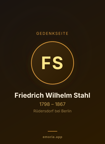 Gedenkportrait von Friedrich Wilhelm Stahl