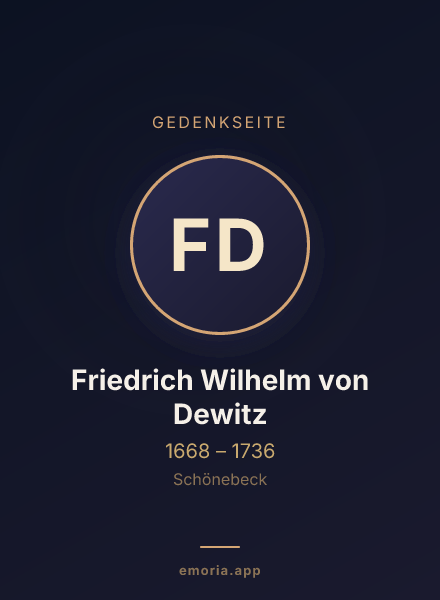 Gedenkportrait von Friedrich Wilhelm von Dewitz
