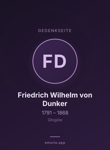 Gedenkportrait von Friedrich Wilhelm von Dunker