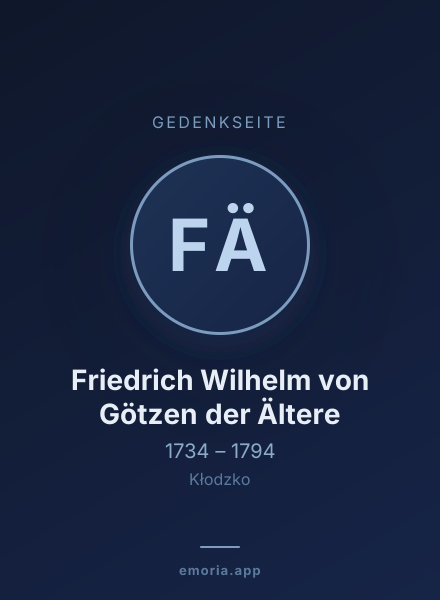 Gedenkportrait von Friedrich Wilhelm von Götzen der Ältere