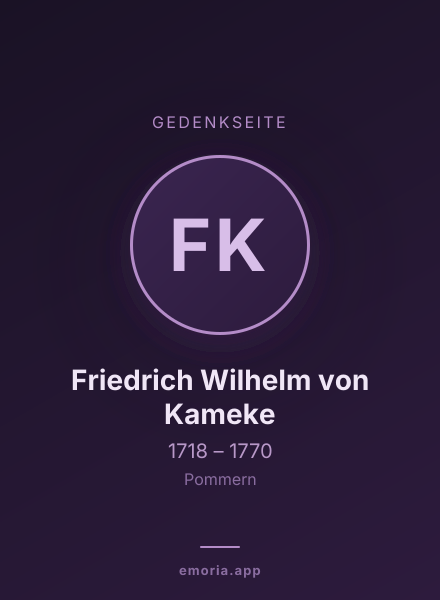 Gedenkportrait von Friedrich Wilhelm von Kameke