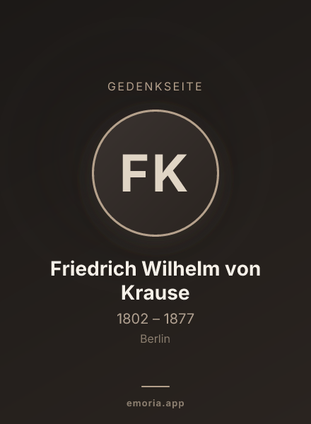 Gedenkportrait von Friedrich Wilhelm von Krause