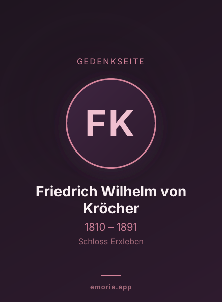 Gedenkportrait von Friedrich Wilhelm von Kröcher