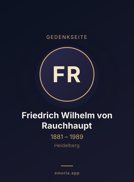 Gedenkportrait von Friedrich Wilhelm von Rauchhaupt