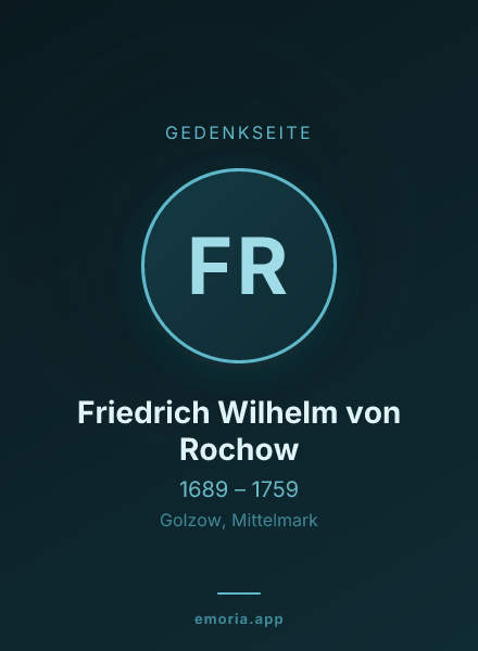 Gedenkportrait von Friedrich Wilhelm von Rochow