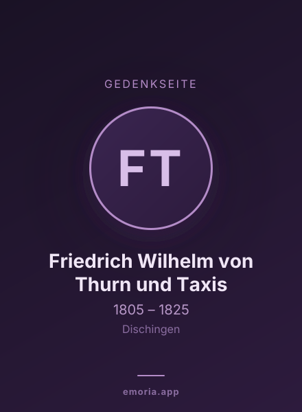 Gedenkportrait von Friedrich Wilhelm von Thurn und Taxis