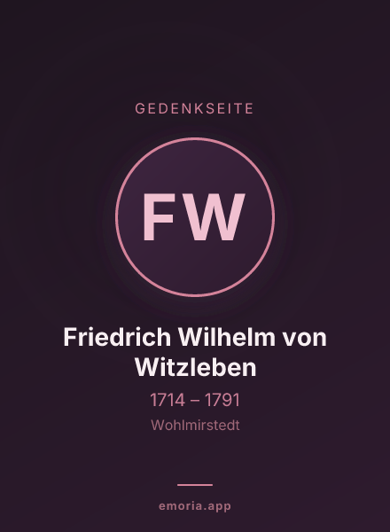 Gedenkportrait von Friedrich Wilhelm von Witzleben