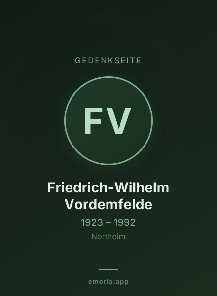 Gedenkportrait von Friedrich-Wilhelm Vordemfelde