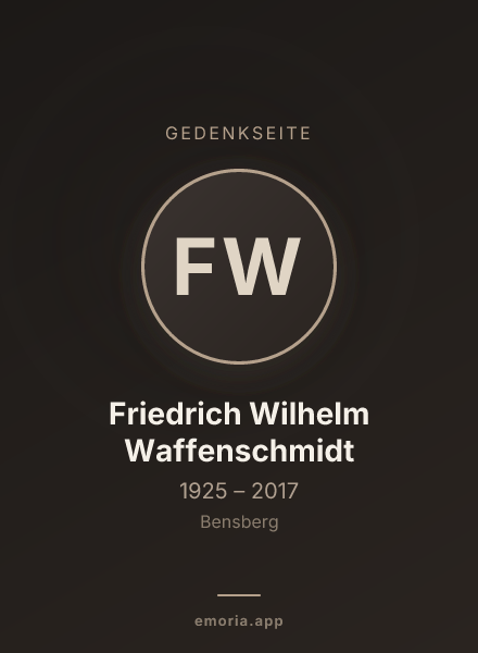 Gedenkportrait von Friedrich Wilhelm Waffenschmidt