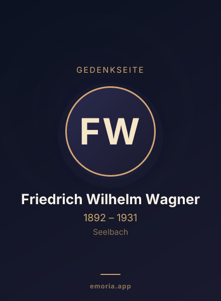 Gedenkportrait von Friedrich Wilhelm Wagner