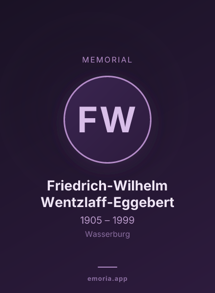 Memorial portrait of Friedrich-Wilhelm Wentzlaff-Eggebert