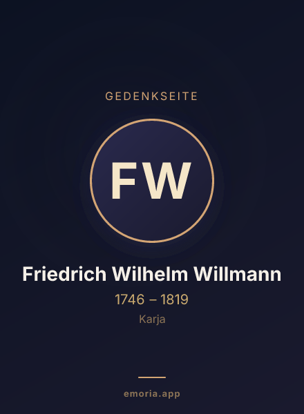 Gedenkportrait von Friedrich Wilhelm Willmann