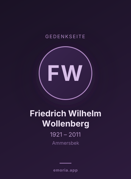 Gedenkportrait von Friedrich Wilhelm Wollenberg