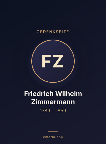 Gedenkportrait von Friedrich Wilhelm Zimmermann