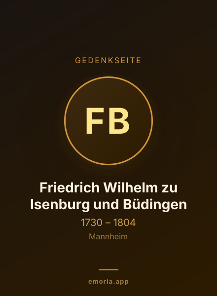 Gedenkportrait von Friedrich Wilhelm zu Isenburg und Büdingen