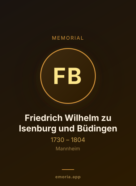 Memorial portrait of Friedrich Wilhelm zu Isenburg und Büdingen
