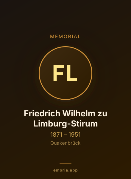 Memorial portrait of Friedrich Wilhelm zu Limburg-Stirum