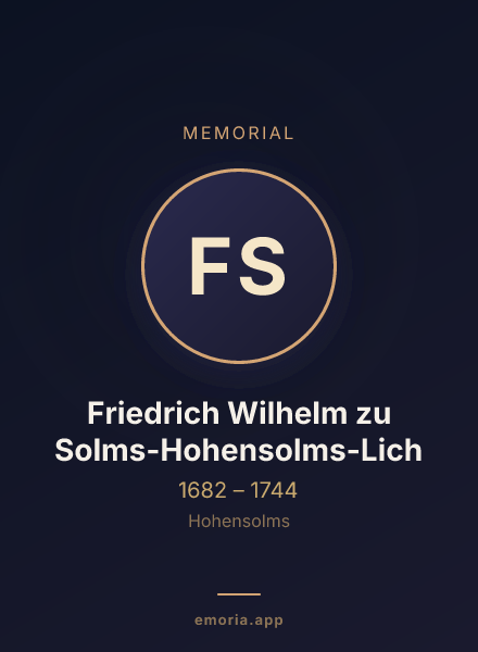 Memorial portrait of Friedrich Wilhelm zu Solms-Hohensolms-Lich