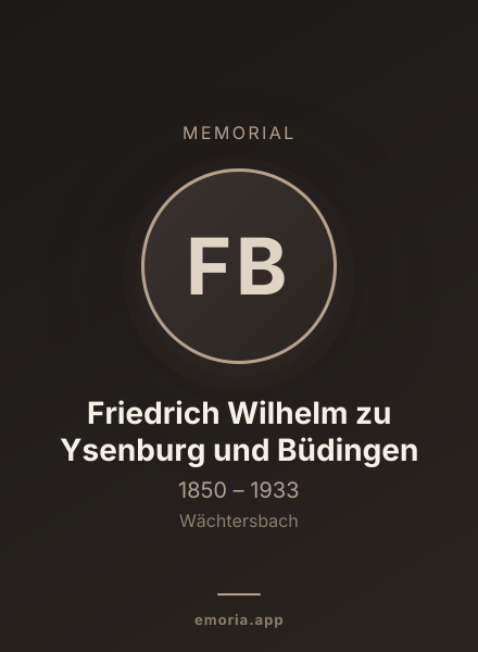 Memorial portrait of Friedrich Wilhelm zu Ysenburg und Büdingen
