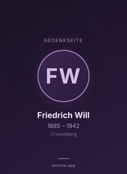 Gedenkportrait von Friedrich Will