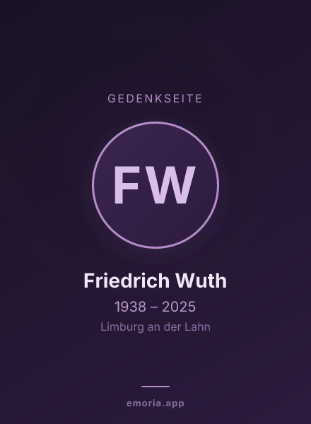 Gedenkportrait von Friedrich Wuth